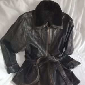 Vintage Tibor Leathers Belted Soft Leather Jacket With Zip Out Liner Size XL